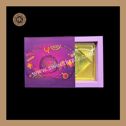 9 Combo Diwali Box | Mithai Box | Happy Diwali | Golden Cavity Box | Chocolate Box | Gift Box | Purple Colour - (With Cavity & Lid Cover)