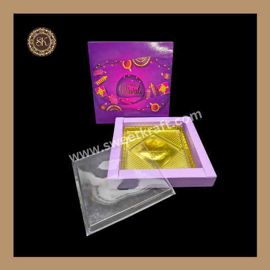 9 Combo Diwali Box | Mithai Box | Happy Diwali | Golden Cavity Box | Chocolate Box | Gift Box | Purple Colour - (With Cavity & Lid Cover)