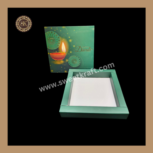 9 Cavity Diwali Box | Mithai Box | Happy Diwali | Golden Cavity Box | Chocolate Box | Gift Box | Green Colour - (Only Box)