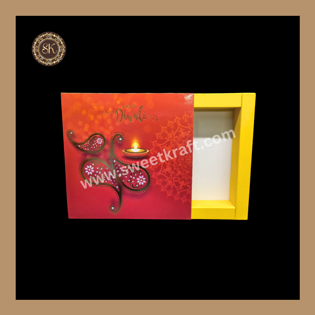 9 Cavity Diwali Box | Mithai Box | Happy Diwali | Golden Cavity Box | Chocolate Box | Gift Box | Yellow Colour - (Only Box)
