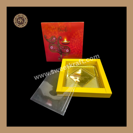 9 Combo Diwali Box | Mithai Box | Happy Diwali | Golden Cavity Box | Chocolate Box | Gift Box | Yellow Colour - (With Cavity &amp; Lid Cover)