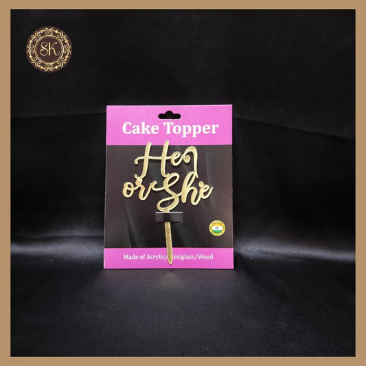 He or She Cake Topper | Baby Shower Cake Topper | Acrylic Cake Topper | Cake Topper 4 inch