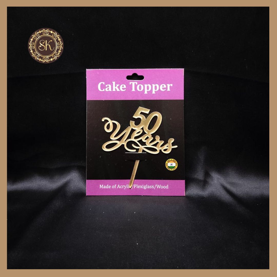 50 Year Cake Topper | Acrylic Cake Topper | Cake Topper 4 inch | Pack of 1 - Golden Colour (T.No.037) Sweetkraft | Baking supplies