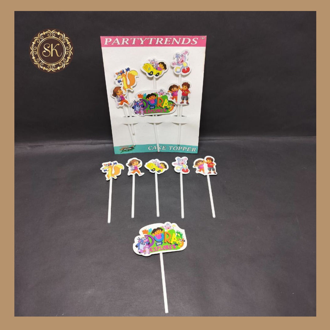 Theme Cake Toppers - 6pcs, Happy Birthday Cake Toppers | Party Cake Toppers | Dora The Explorer Cake Toppers. Sweetkraft | Baking supplies