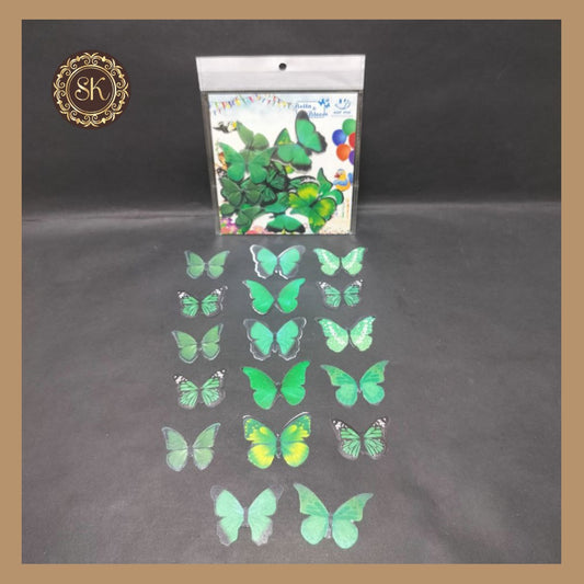 Edible Wafer Butterfly | Pre-Cut Wafer Paper | Stick on Cake Decor | Cake Topping | Green Butterfly Sweetkraft | Baking supplies