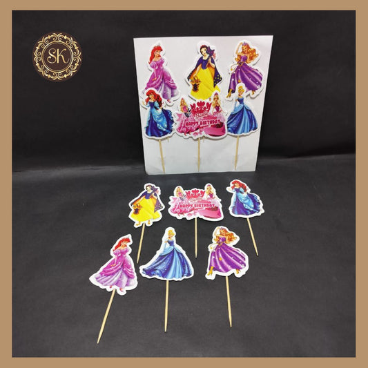 Theme Cake Toppers - 6pcs, Happy Birthday Cake Toppers | Party Cake Toppers | Princesses Cake Toppers. Sweetkraft | Baking supplies