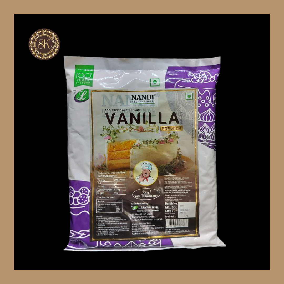 Vanilla Cake Premix | Cake Premix | Egg Free Vanilla Flavoured Premium Premix | Nandi - 1 Kg Sweetkraft | Baking supplies