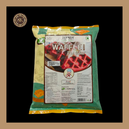 Waffle Red Valvet Premix | Waffle Premix | Egg Free Waffle Red Velvet Premix | Nandi - 1 Kg Sweetkraft | Baking supplies