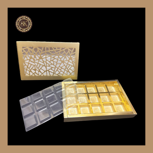 15 Cavity Laser Box | Golden Cavity Box | Chocolate Box | Gift Box - (With Cavity & Lid Cover) Sweetkraft | Baking supplies