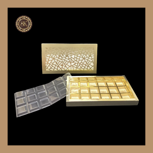18 Cavity Laser Box | Golden Cavity Box | Chocolate Box | Gift Box - (With Tray & Lid Cover) Sweetkraft | Baking supplies