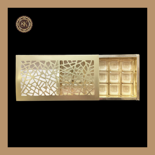 18 Cavity Laser Box | Golden Cavity Box | Chocolate Box | Gift Box - (With Tray & Lid Cover) Sweetkraft | Baking supplies