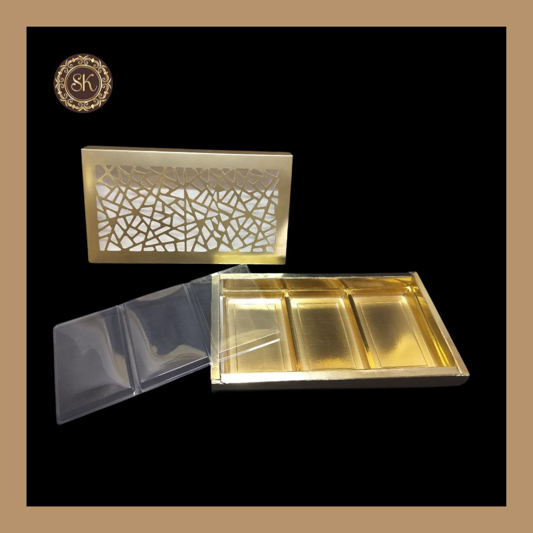 18 Partition Laser Box | Golden Cavity Box | Chocolate Box | Gift Box - (With Tray & Lid Cover) Sweetkraft | Baking supplies