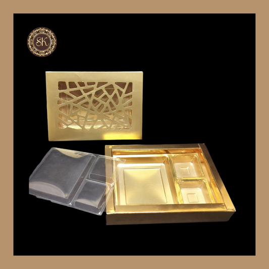6 Cavity Laser Box | Golden Cavity Box | Chocolate Box | Gift Box - (With Cavity & Lid Cover) Sweetkraft | Baking supplies
