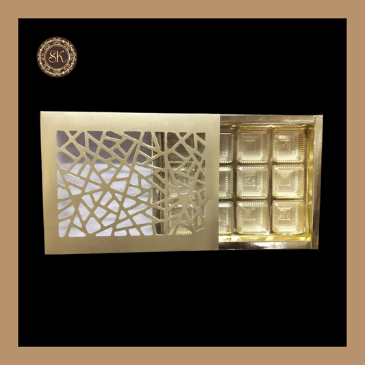 12 Cavity Laser Box | Golden Cavity Box | Chocolate Box | Gift Box - (With Cavity & Lid Cover) Sweetkraft | Baking supplies