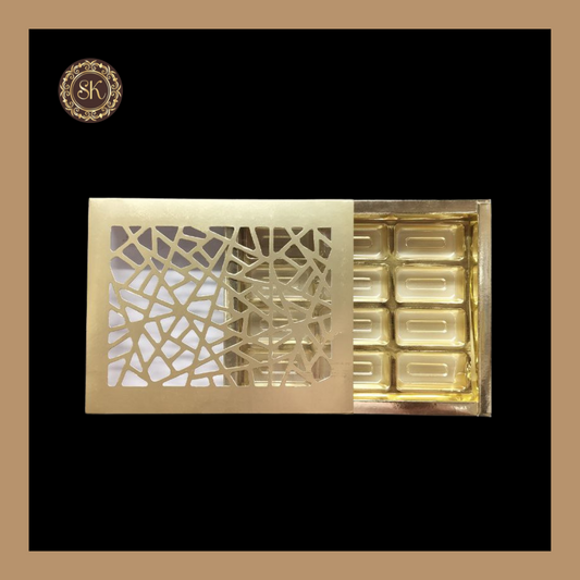 12 Long Tray Laser Box | Golden Cavity Box | Chocolate Box | Gift Box - (With Tray & Lid Cover) Sweetkraft | Baking supplies