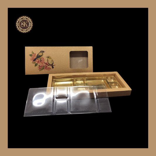 12 Eco-Nature Cavity Box | Golden Cavity Box | Chocolate Box | Gift Box - (With Cavity & Lid Cover) Sweetkraft | Baking supplies