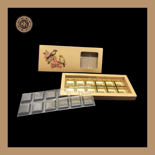 12 Eco-Nature Cavity Box | Golden Cavity Box | Chocolate Box | Gift Box - (With Cavity & Lid Cover) Sweetkraft | Baking supplies