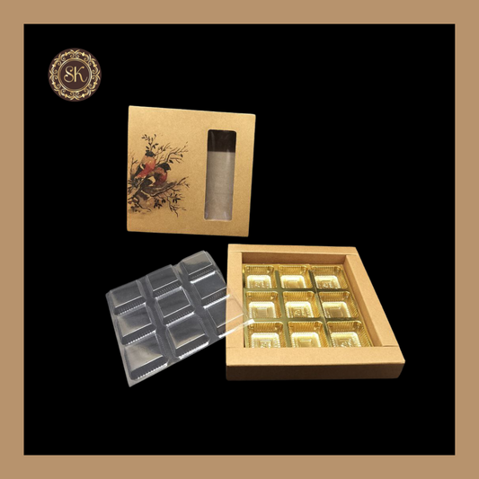 12 Eco-Nature Cavity Box | Golden Cavity Box | Chocolate Box | Gift Box -  (With Cavity & Lid Cover) Sweetkraft | Baking supplies