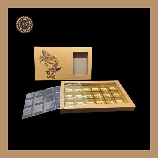 12 Eco-Nature DC Box | Golden Cavity Box | Chocolate Box | Gift Box - (With Cavity & Lid Cover) Sweetkraft | Baking supplies