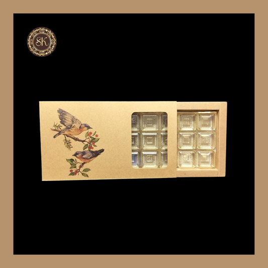 12 Eco-Nature DC Box | Golden Cavity Box | Chocolate Box | Gift Box - (With Cavity & Lid Cover) Sweetkraft | Baking supplies
