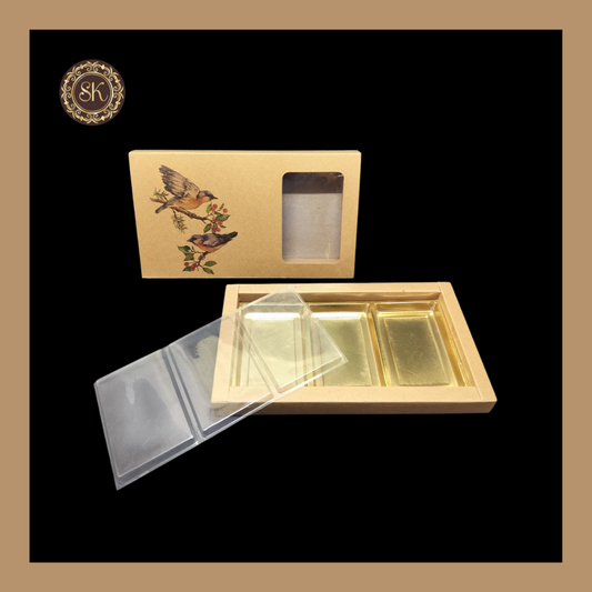 18 Eco-Nature Cavity Box | Golden Cavity Box | Chocolate Box | Gift Box - (With Cavity & Lid Cover) Sweetkraft | Baking supplies