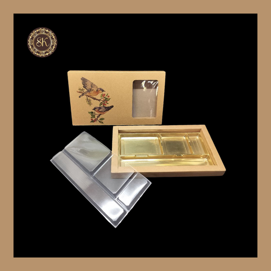 18 Eco-Nature DC Box | Golden Cavity Box | Chocolate Box | Gift Box - (With Tray & Lid Cover) Sweetkraft | Baking supplies