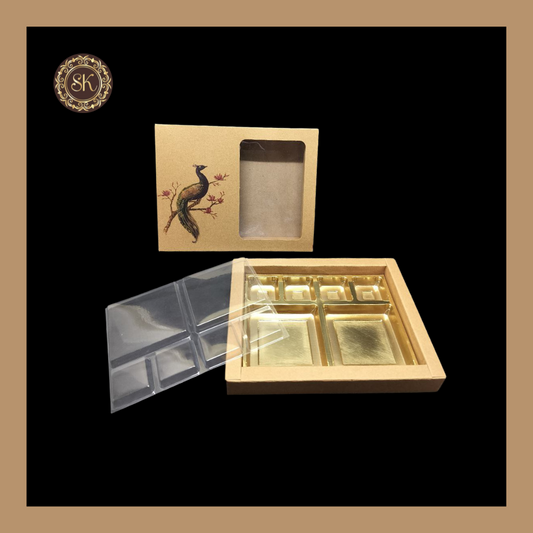 12 Eco-Nature DC  Box | Golden Cavity Box | Chocolate Box | Gift Box - (With Tray & Lid Cover) Sweetkraft | Baking supplies