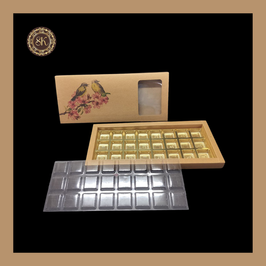 24 Eco-Nature Cavity Box | Golden Cavity Box | Chocolate Box | Gift Box - (With Cavity & Lid Cover) Sweetkraft | Baking supplies