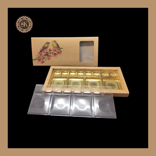 24 Eco-Nature DC Box | Golden Cavity Box | Chocolate Box | Gift Box | Rectangle - (With Tray & Lid Cover) Sweetkraft | Baking supplies