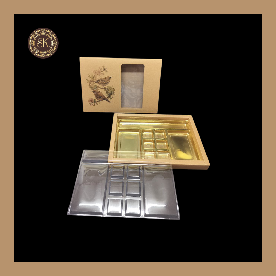 24 Eco-Nature Pataka Box | Golden Cavity Box | Chocolate Box | Gift Box | Rectangle - (With Tray & Lid Cover) Sweetkraft | Baking supplies