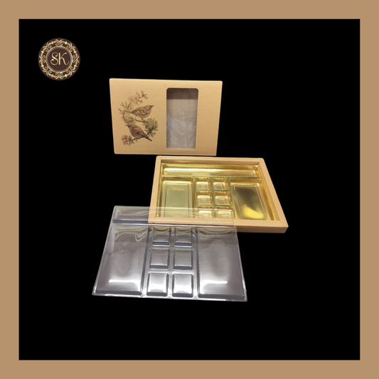 24 Eco-Nature Pataka Box | Golden Cavity Box | Chocolate Box | Gift Box | Rectangle - (With Tray & Lid Cover) Sweetkraft | Baking supplies