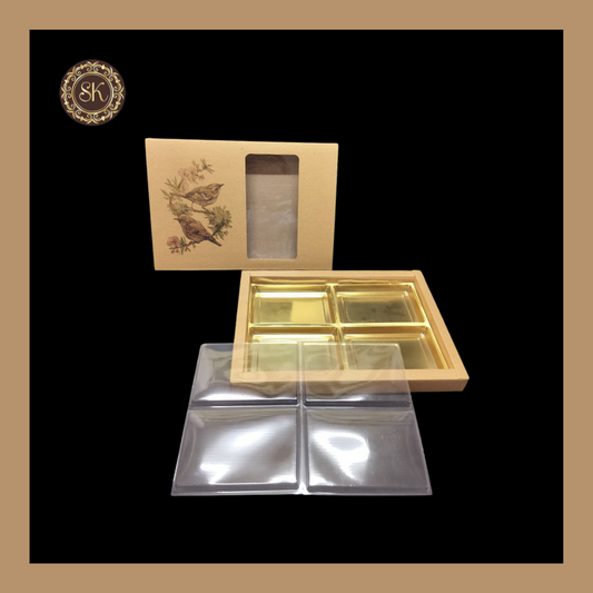 24 Eco-Nature Partition Box | Golden Cavity Box | Chocolate Box | Gift Box - (Tray & Lid Cover) Sweetkraft | Baking supplies