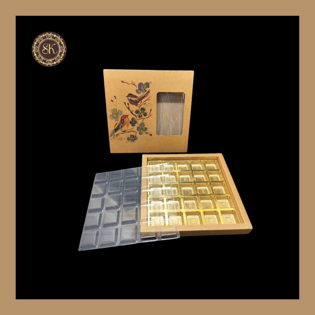 25 Eco-Nature Cavity Box | Golden Cavity Box | Chocolate Box | Gift Box - (With Cavity & Lid Cover) Sweetkraft | Baking supplies