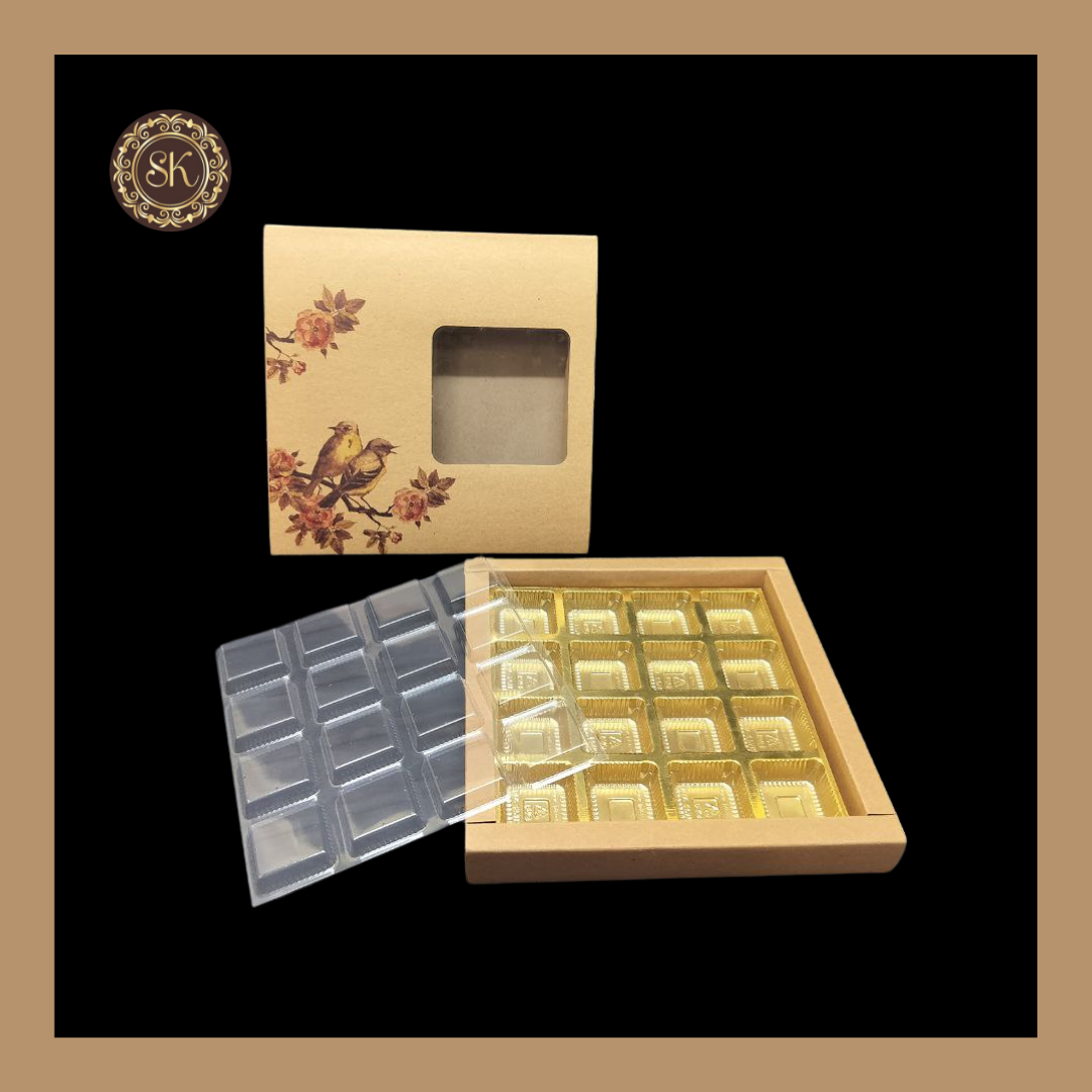 16 Eco-Nature Cavity Box | Golden Cavity Box | Chocolate Box | Gift Box - (With Cavity & Lid Cover) Sweetkraft | Baking supplies