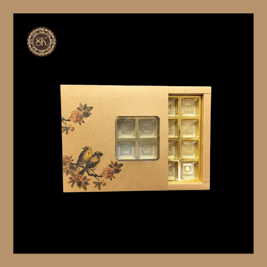 16 Eco-Nature Cavity Box | Golden Cavity Box | Chocolate Box | Gift Box - (With Cavity & Lid Cover) Sweetkraft | Baking supplies