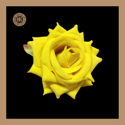 Velvet Flower | Yellow Artificial Flower For Cake Decoration | Pack of 10 pcs Sweetkraft | Baking supplies