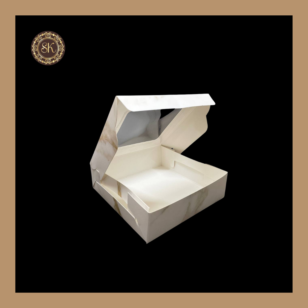 4 Marble Print Brownie Box | Printed Brownie Box | White Brownie box Sweetkraft | Baking supplies