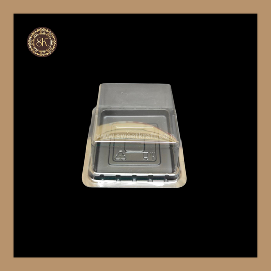 Square PVC Pastry Container | Square Dome Pastry Box | Black - With Lid Sweetkraft | Baking supplies