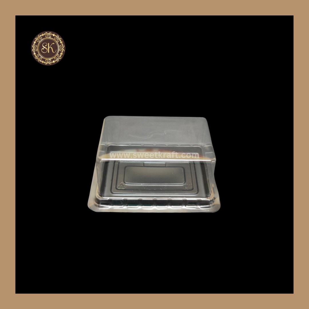 Custard Case Rectangular Rectangle PVC Pastry Container MDC04 | Dome Pastry Box | Black - With ...