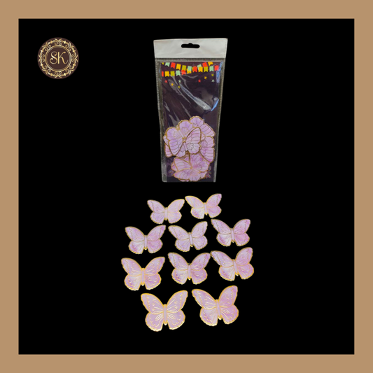 Paper Butterfly | Cake Topper | Golden Foil Butterfly | Cake Decoration | Purple- Pack Of 10pcs Sweetkraft | Baking supplies