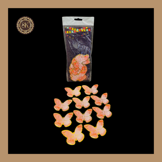 Paper Butterfly | Cake Topper | Golden Foil Butterfly | Cake Decoration | Orange - Pack Of 10pcs Sweetkraft | Baking supplies