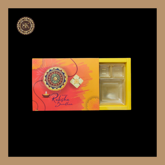 12 DC Raksha Bandhan Box | Yellow Cavity Box | Chocolate Box | Gift Box - (With Tray & Lid Cover) Sweetkraft | Baking supplies