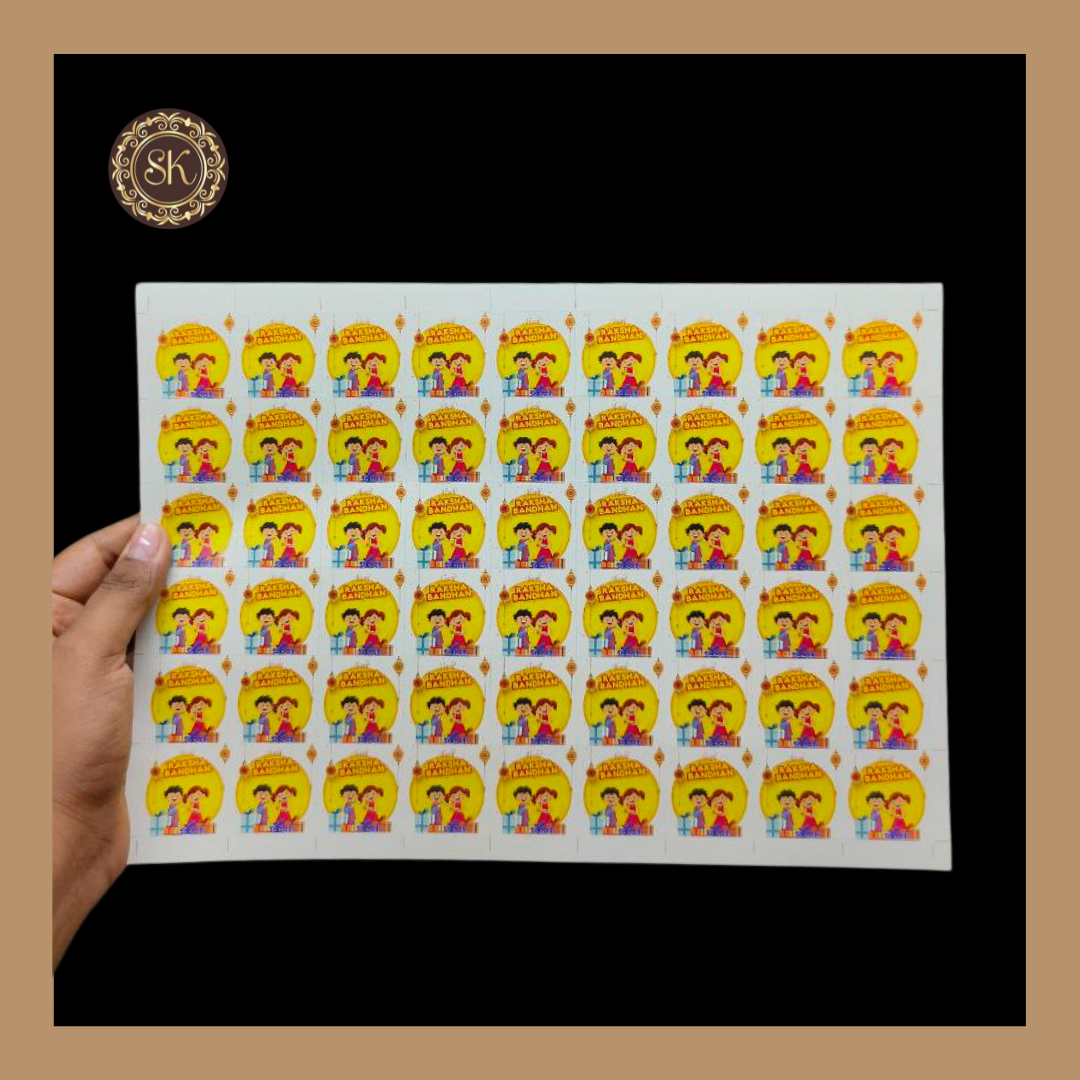 Happy Raksha Bandhan Sticker | Chocolate Cavity Stickers | Pack Of 5sheets - (RBS-006) Sweetkraft | Baking supplies