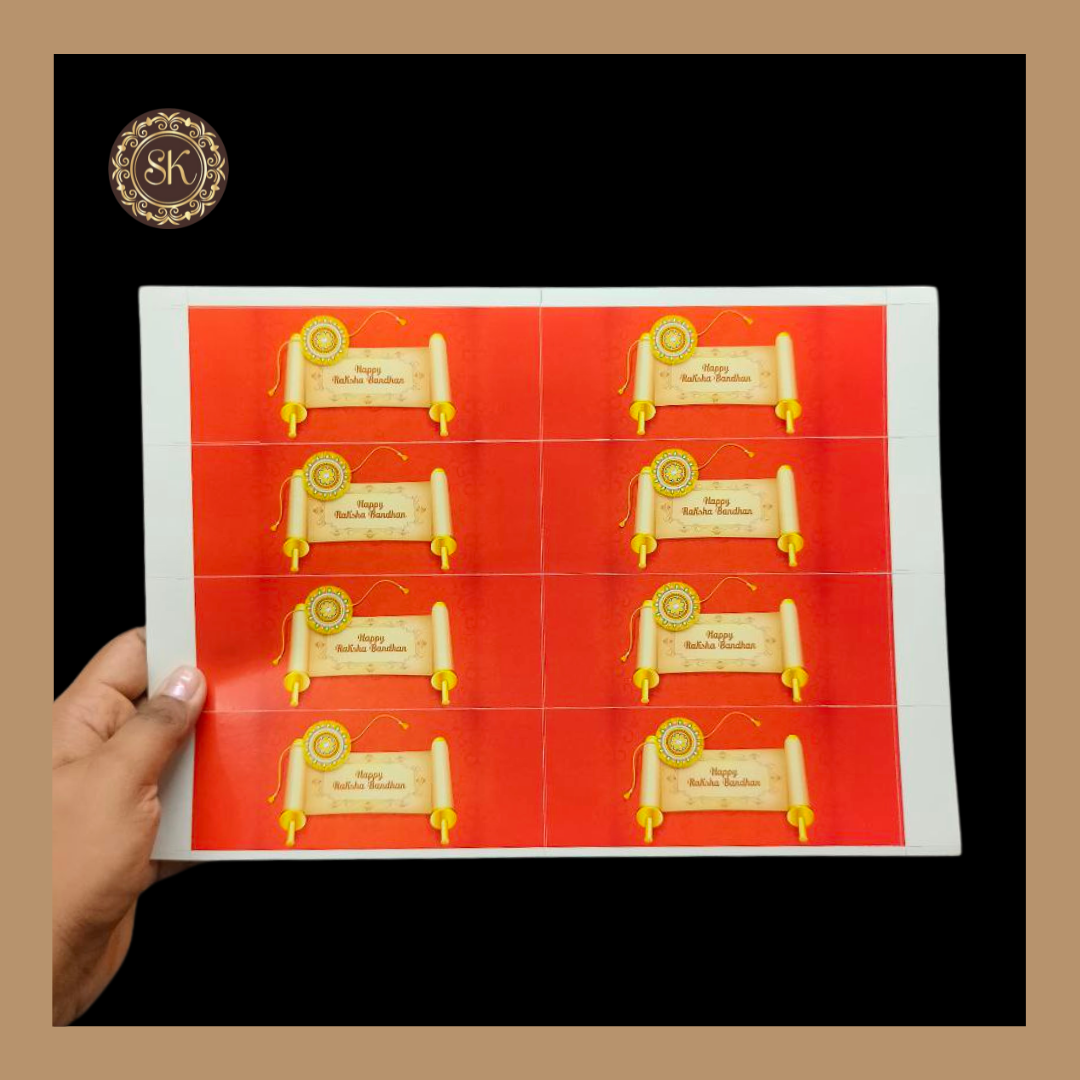 Happy Raksha Bandhan Sticker | Chocolate Bar Stickers | Pack Of 5sheets - (RBS-008) Sweetkraft | Baking supplies