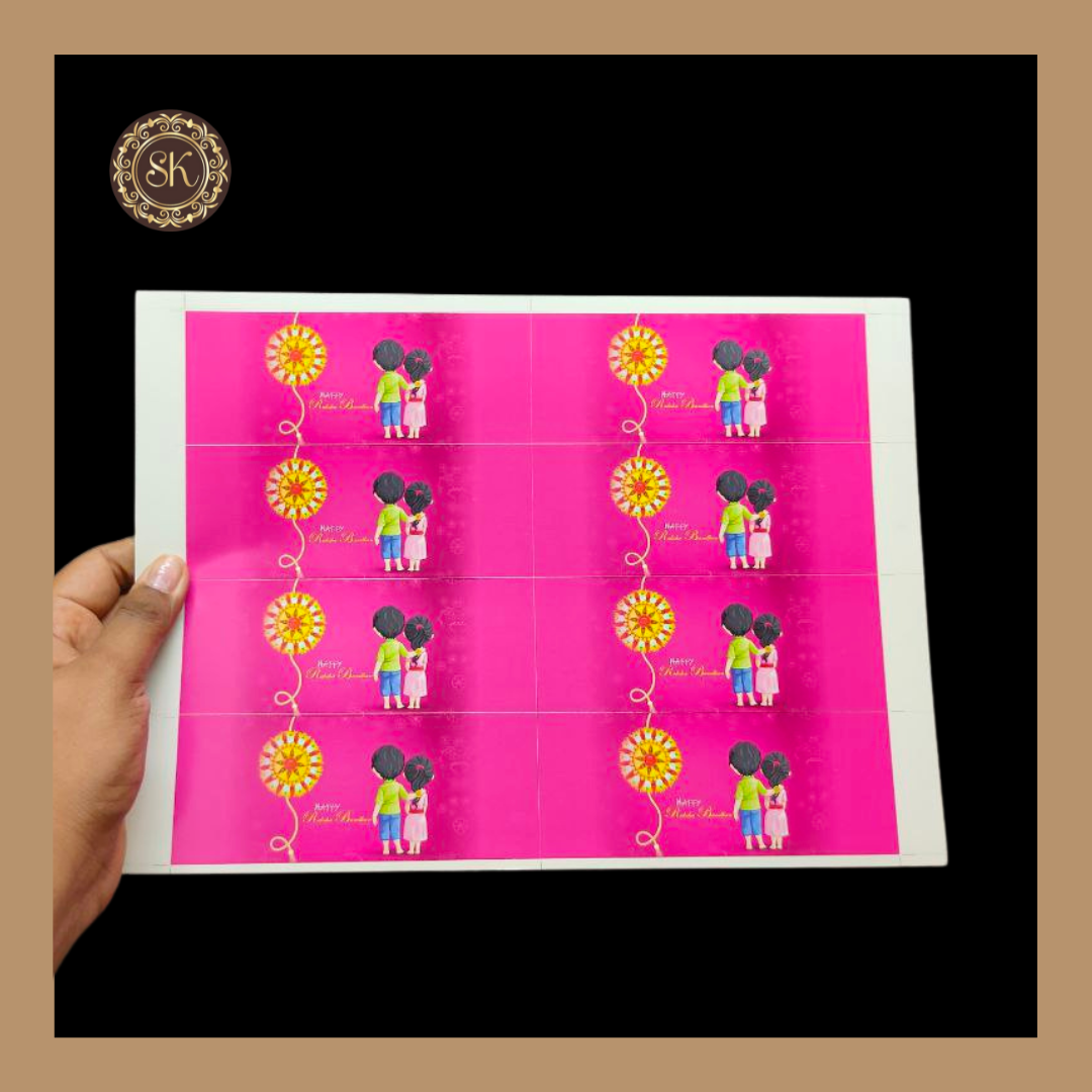 Happy Raksha Bandhan Sticker | Chocolate Bar Stickers | Pack Of 5sheets - (RBS-009) Sweetkraft | Baking supplies