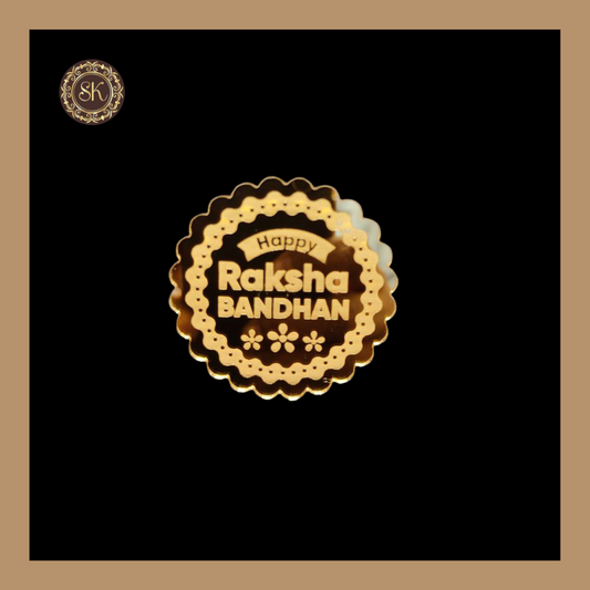 Acrylic Happy Raksha Bandhan Coin | Raksha Bandhan Coin | Golden Colour (Pack Of 5) Sweetkraft | Baking supplies