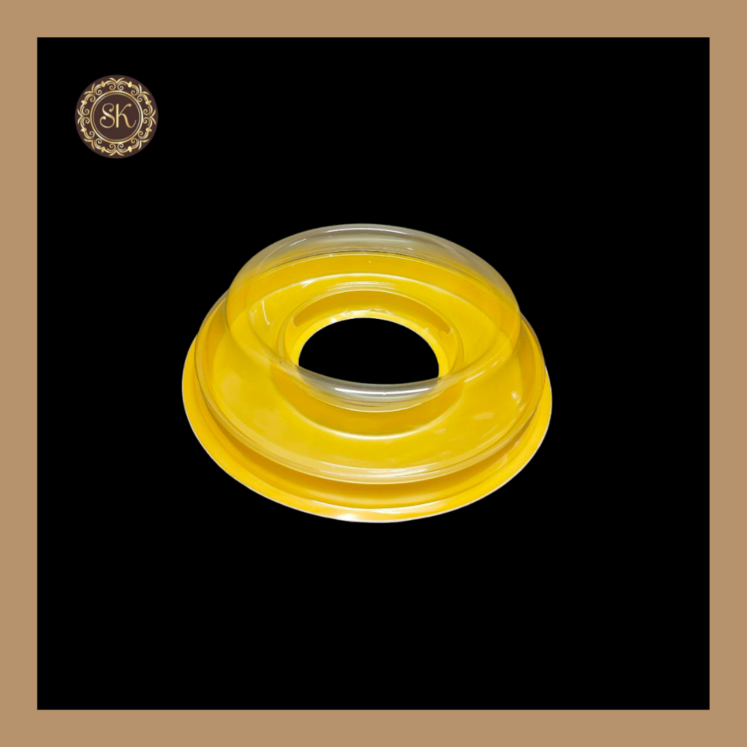 Ring Modak Box | Modak Box With Lid Cover | Plastic Round Ring Modak Box | Yellow Colour Sweetkraft | Baking supplies