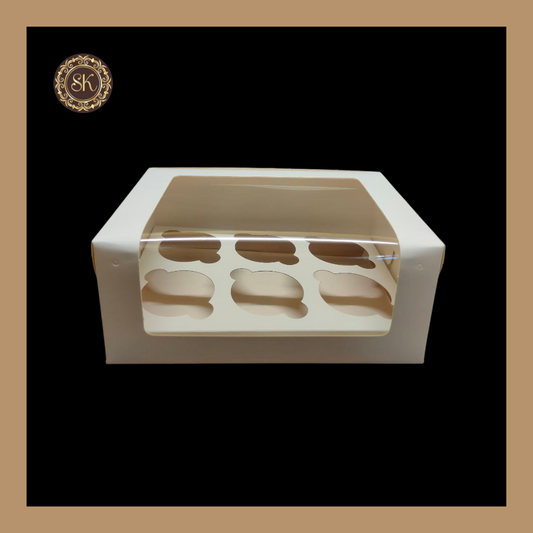 6 Cupcake L-shaped Window Box | Cupcake Box | White Colour - Pack Of 10pcs, 25pcs, 50pcs Sweetkraft | Baking supplies