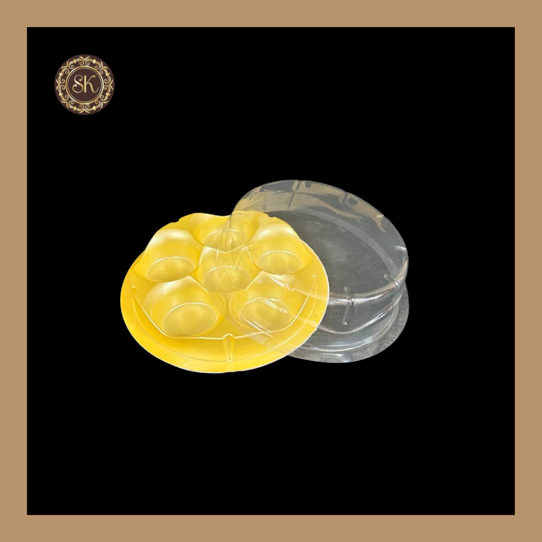 6 Cavity Round Modak Box | Chocolate Modak Box | Yellow Colour Sweetkraft | Baking supplies