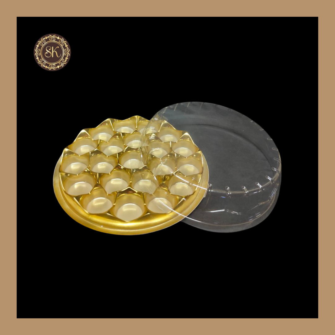 21 Cavity Round Modak Box | Chocolate Modak Box | Golden Colour Sweetkraft | Baking supplies